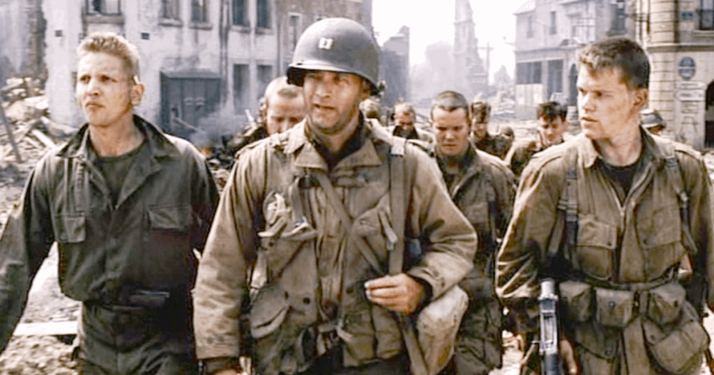 5 movies on war, tom hanks seen in the movie Saving private ryan
