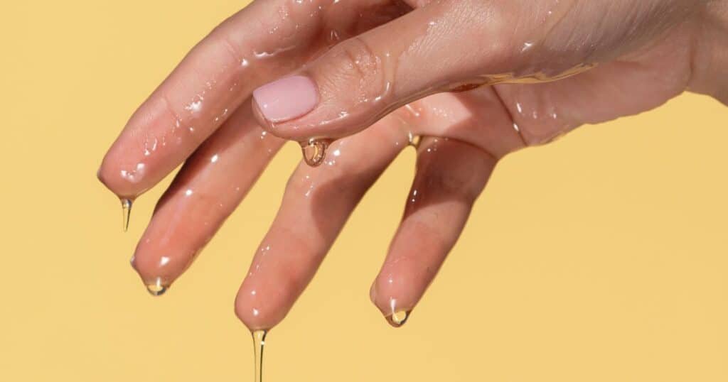 natural lubrication depicted on hand