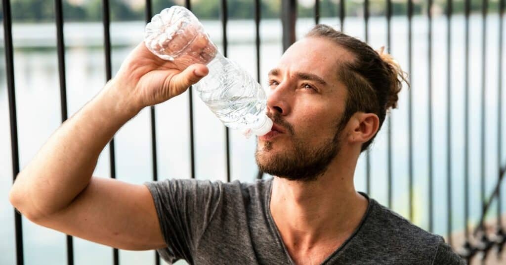 a man having water